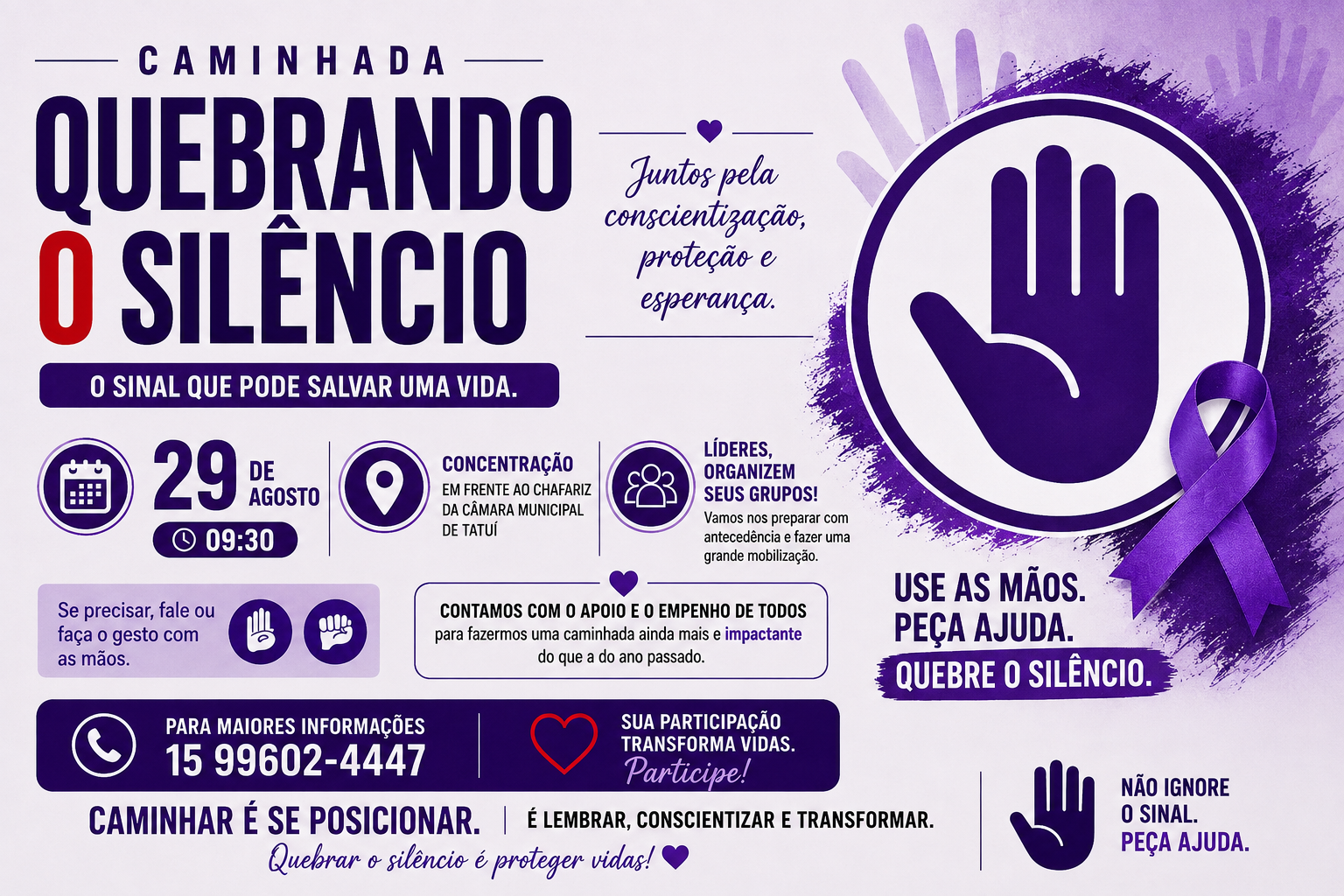 2ª CAMINHADA “QUEBRANDO O SILÊNCIO” MOBILIZA TATUÍ CONTRA A VIOLÊNCIA