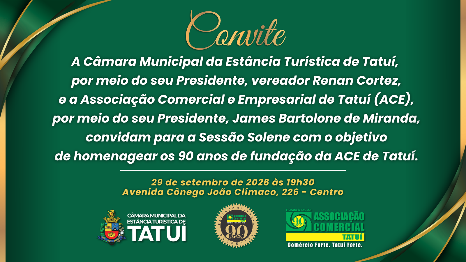 Convite Sessão Solene ACE 90 anos