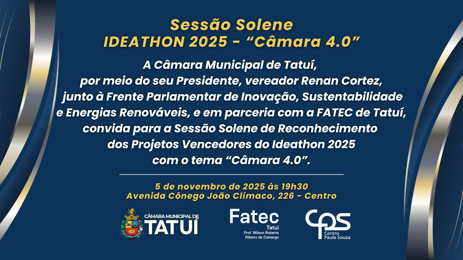 CÂMARA DE TATUÍ REALIZARÁ SOLENIDADE PARA HOMENAGEAR ALUNOS DA FATEC DE TATUÍ